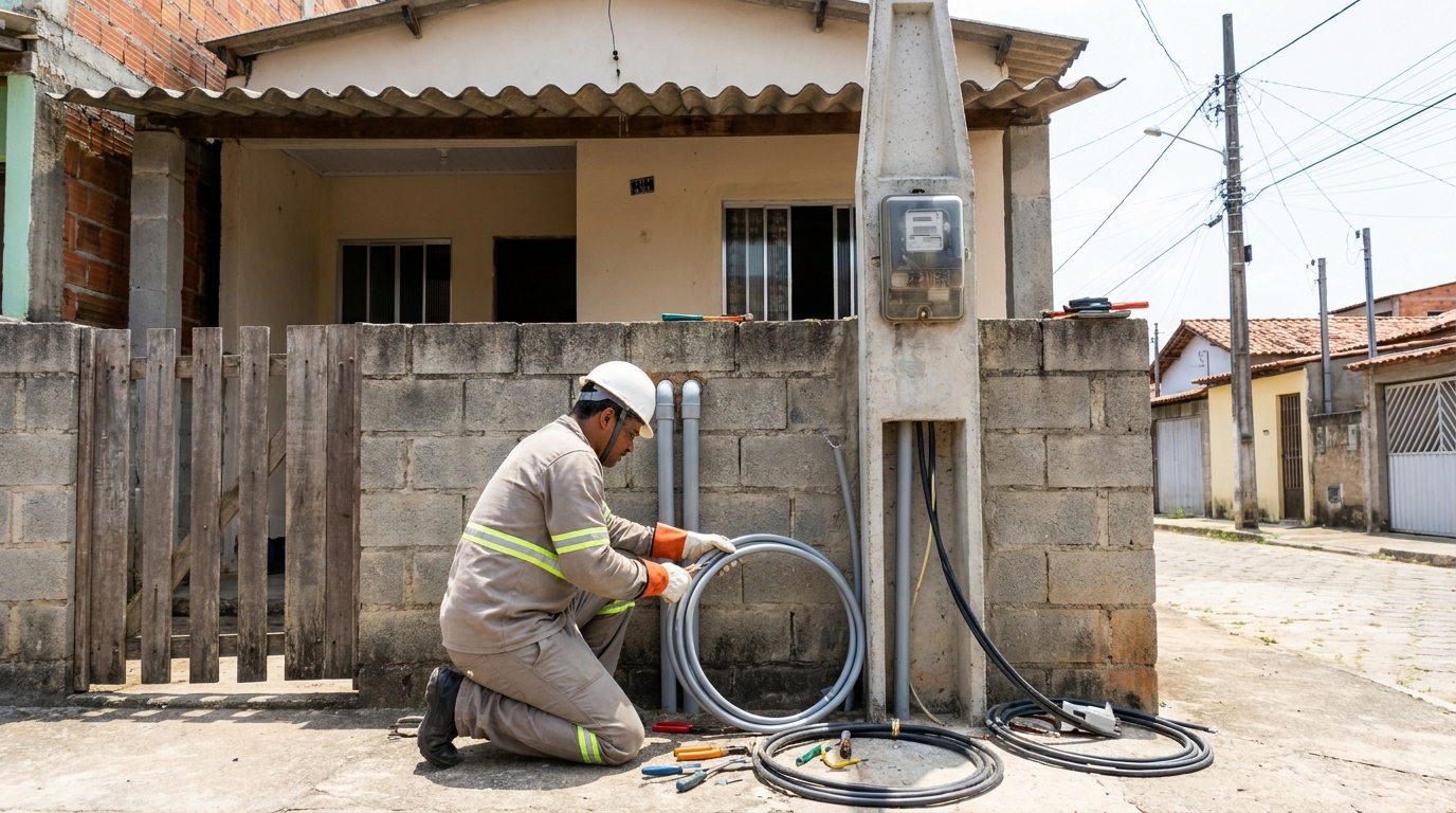 Instalação de Poste Padrão no Centro, Ipatinga‑MG